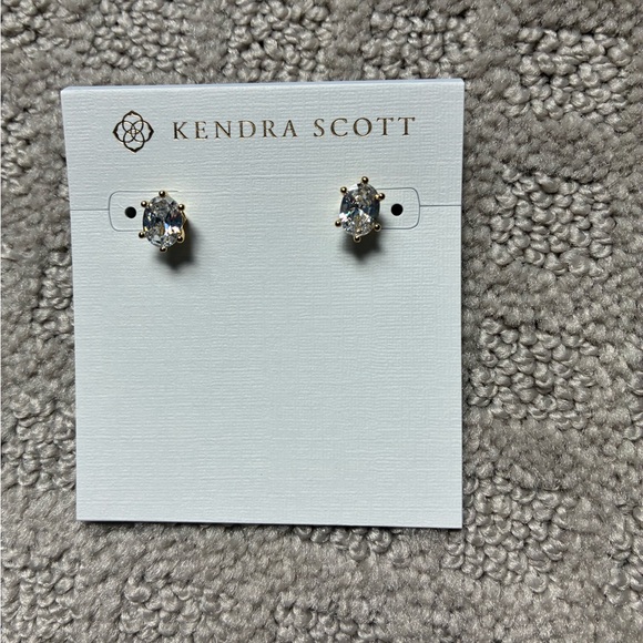 Kendra Scott 14k Gold & brass. Oval CZ stones earrings.  W/ dust bag & Gift box - Picture 9 of 11